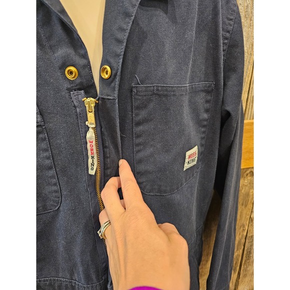 Work King Men's Unlined Coveralls size Large L Long Sleeve Zip Up navy - - Picture 4 of 9